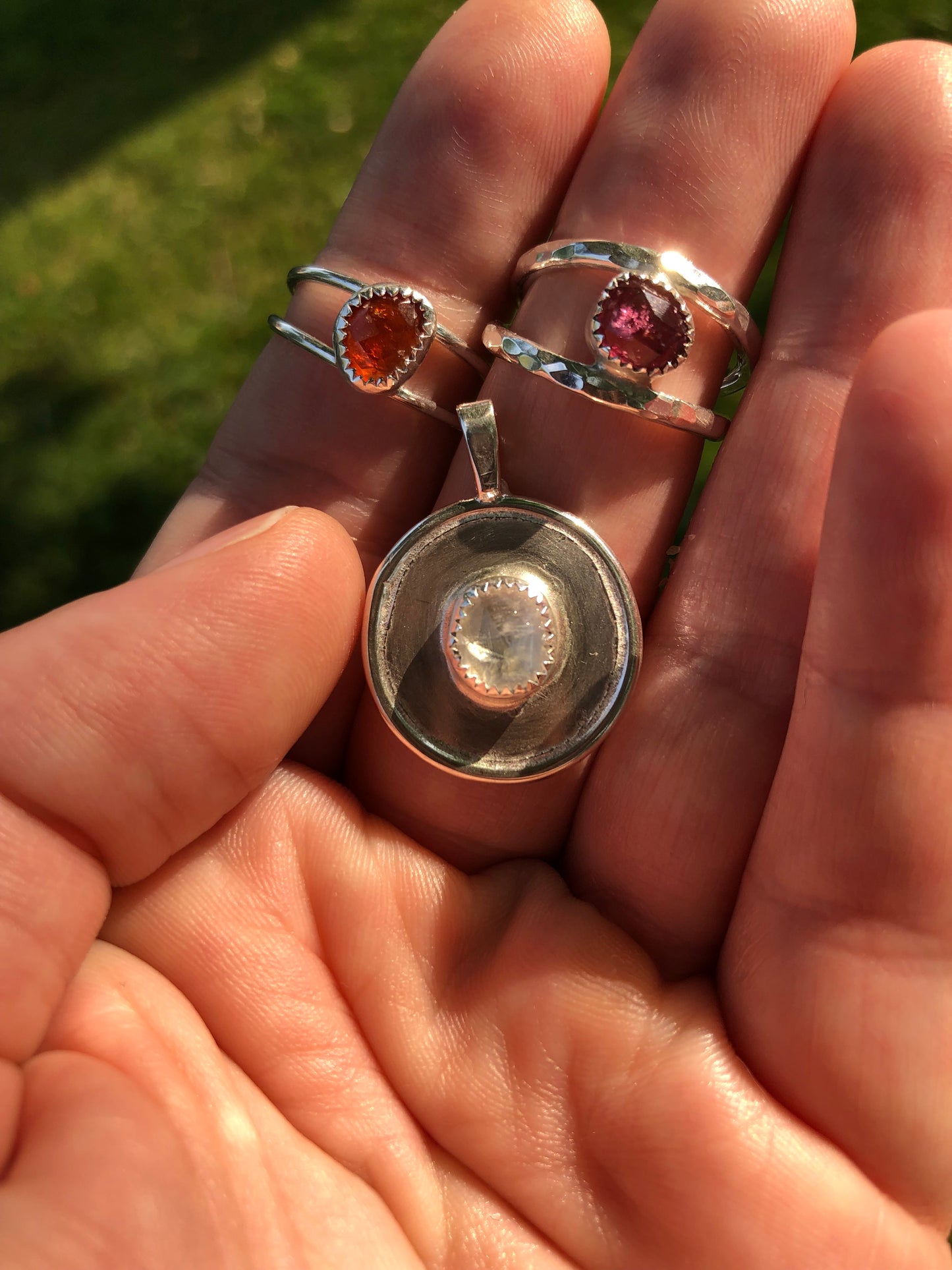 Orange tourmaline sterling silver handmade ring size 6 1/2