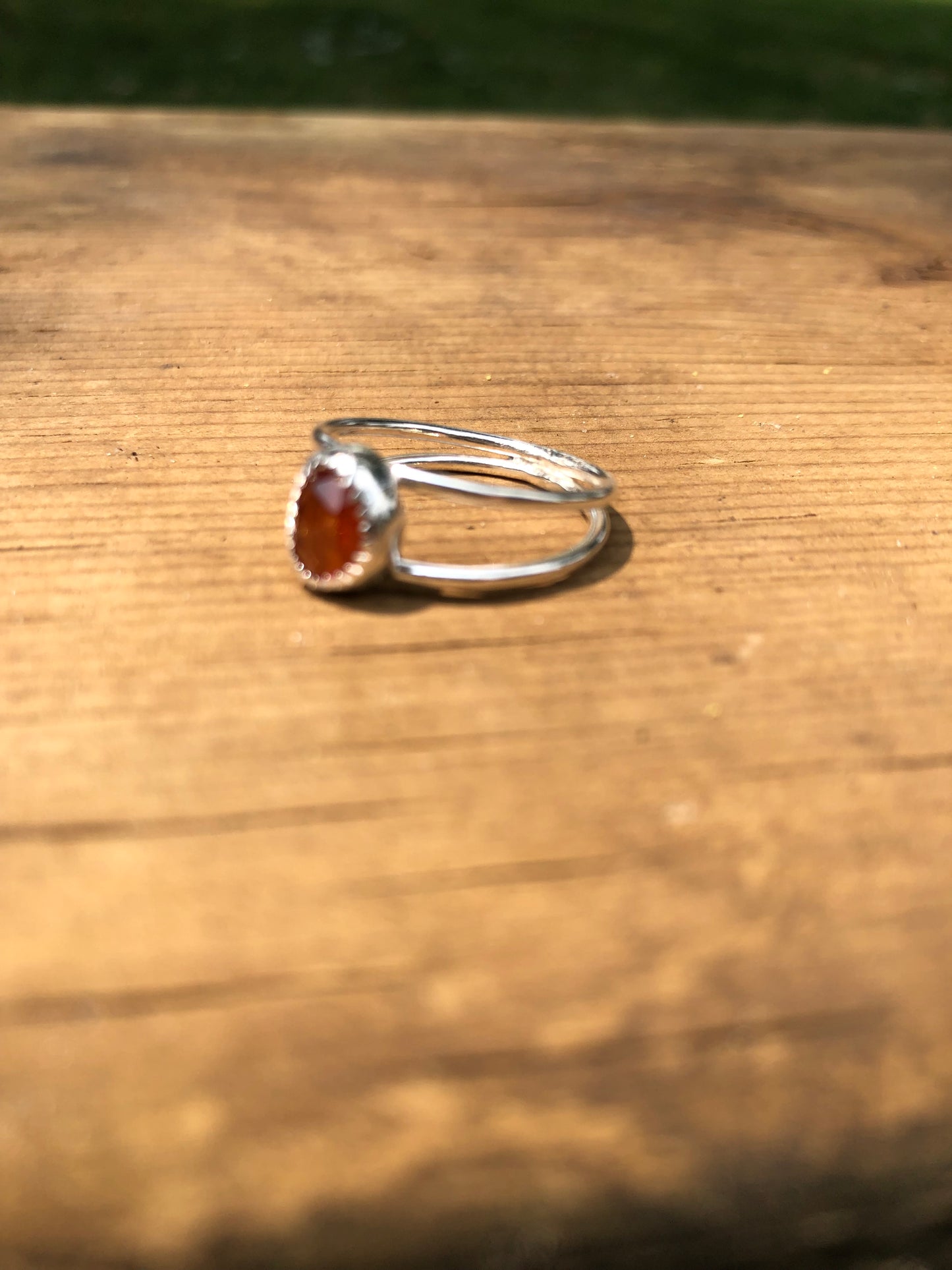 Orange tourmaline sterling silver handmade ring size 6 1/2