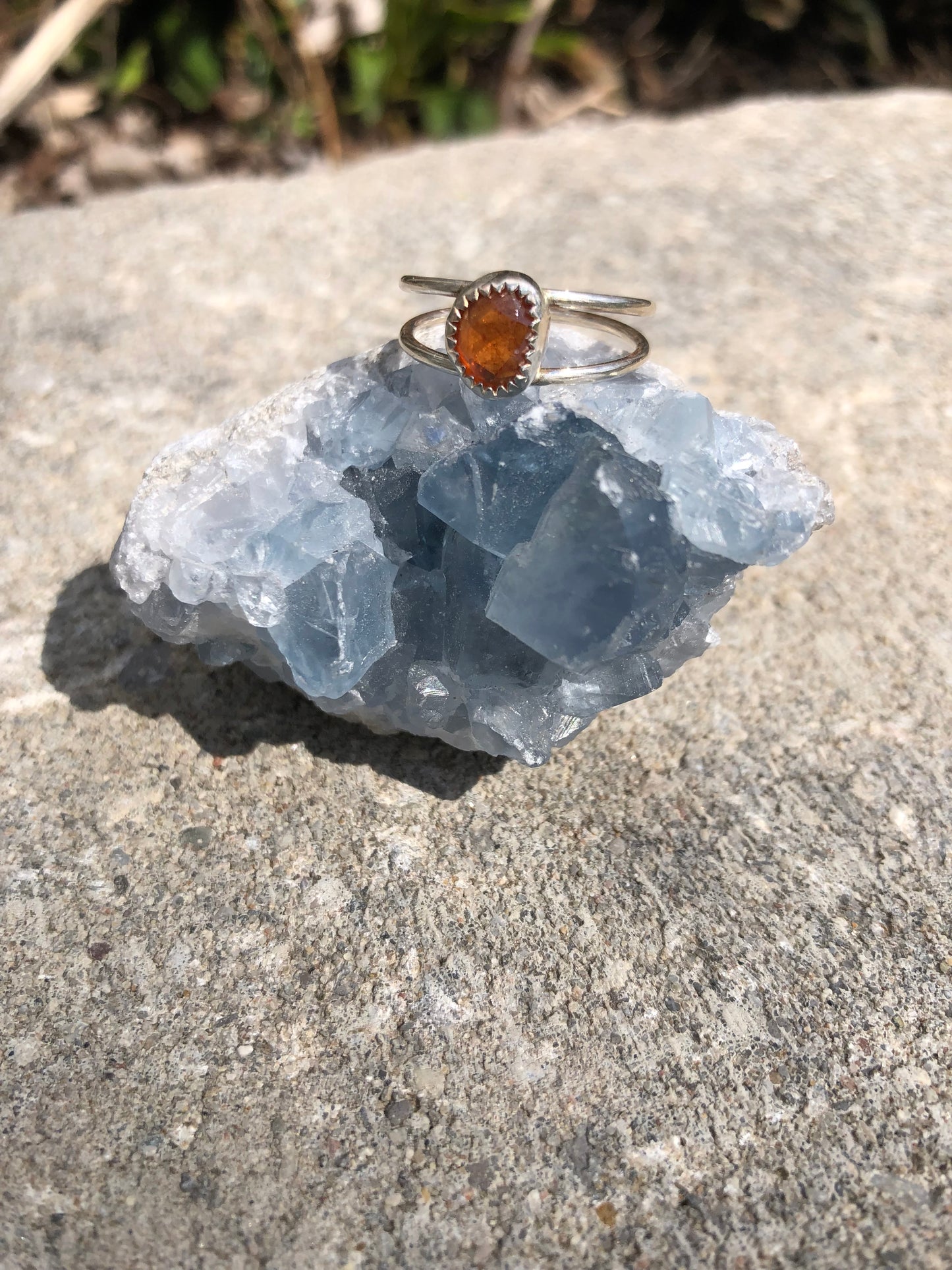 Orange tourmaline sterling silver handmade ring size 6 1/2