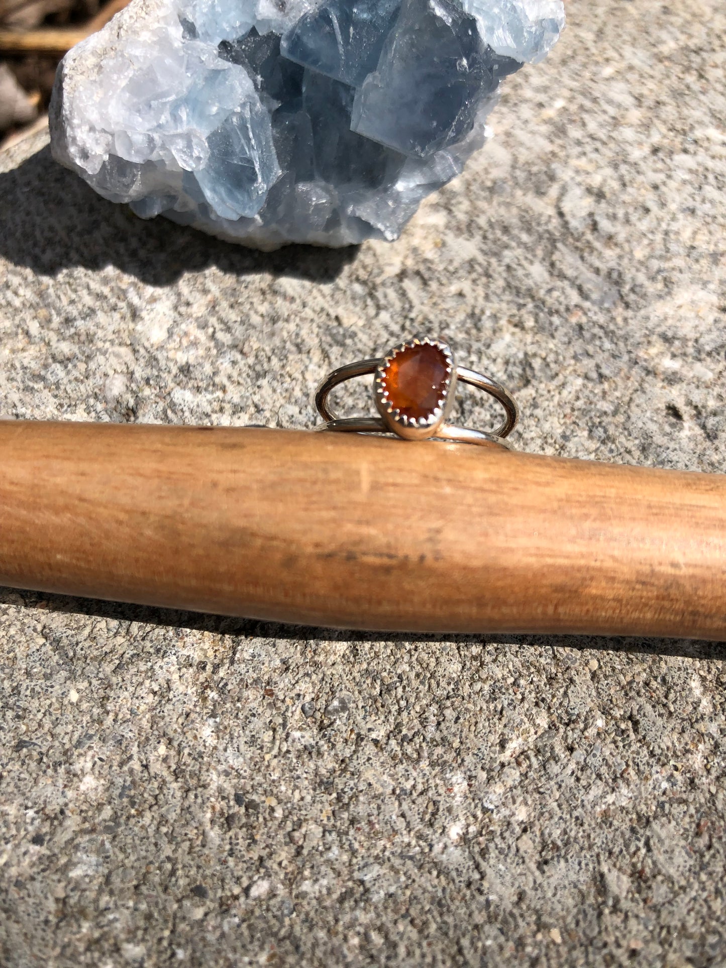 Orange tourmaline sterling silver handmade ring size 6 1/2