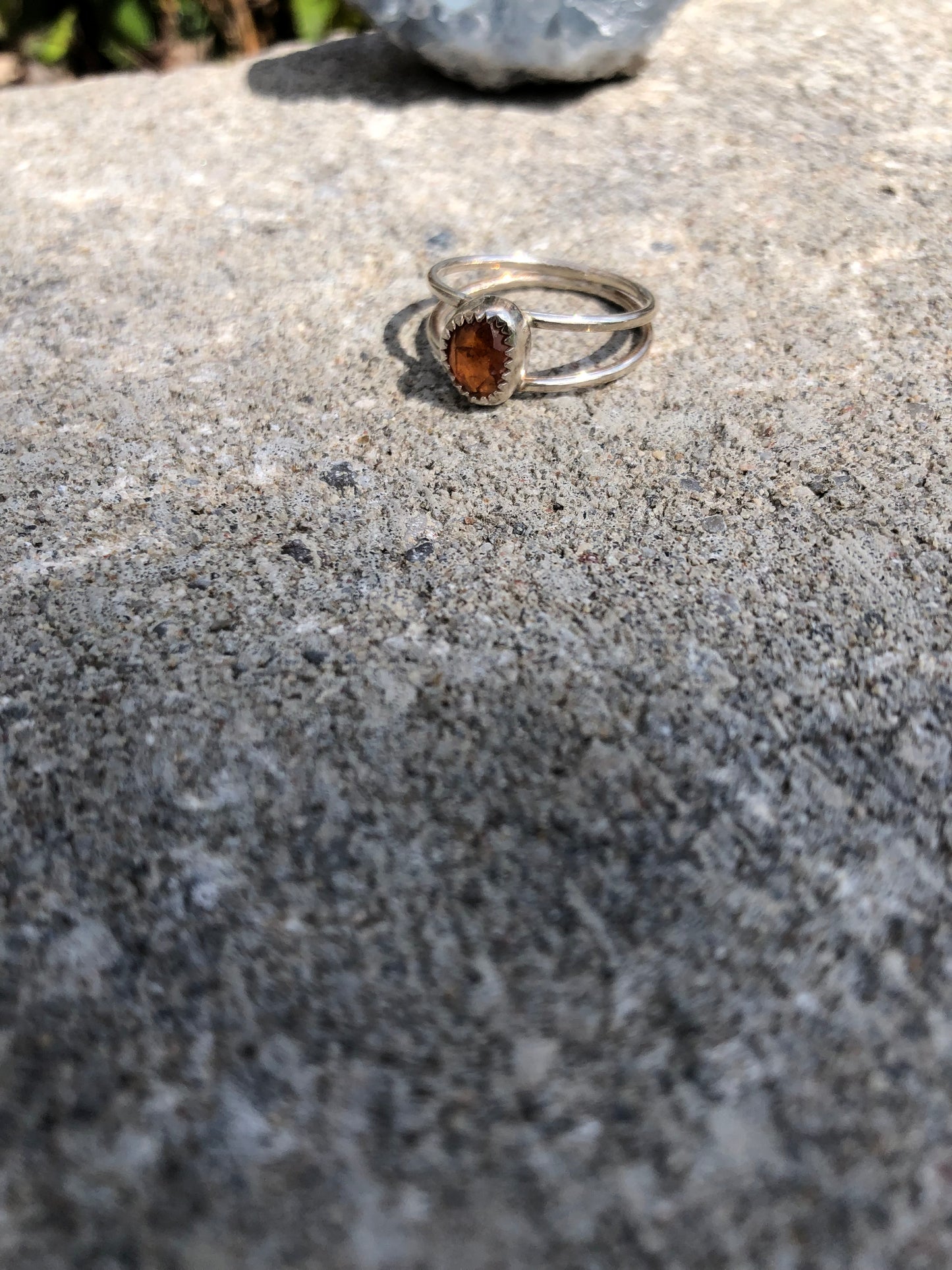 Orange tourmaline sterling silver handmade ring size 6 1/2