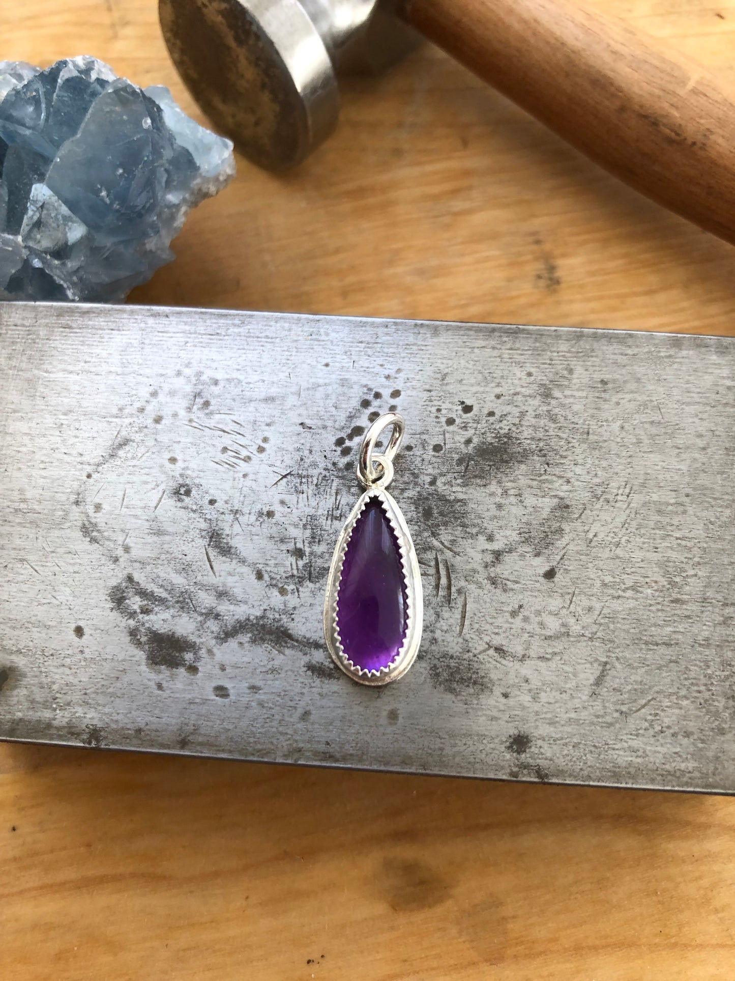 Star Teardrop Amethyst Charm