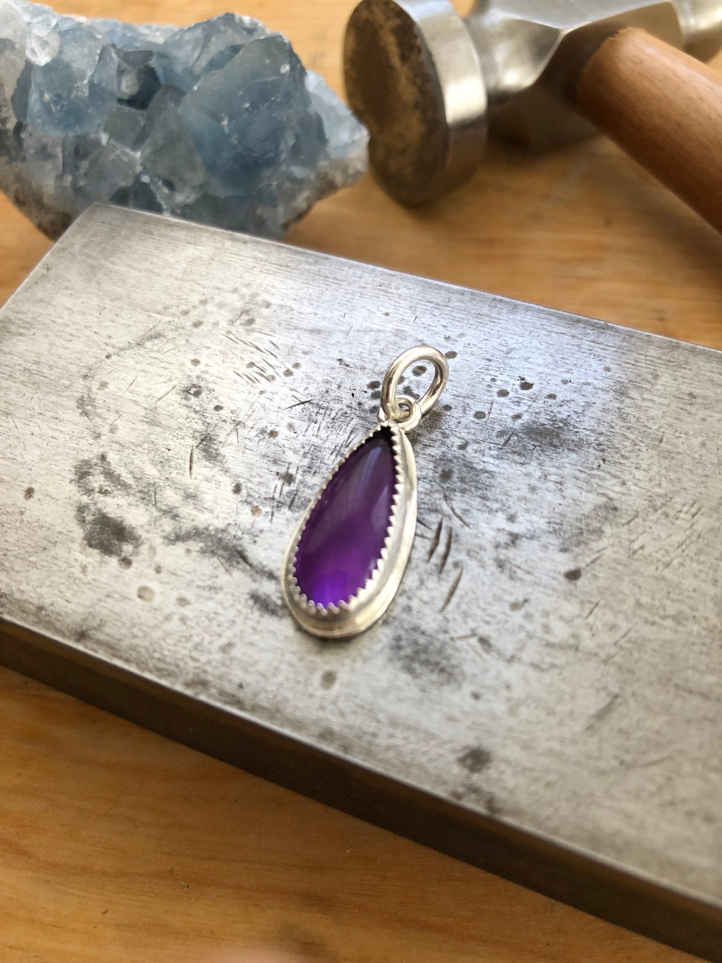 Star Teardrop Amethyst Charm