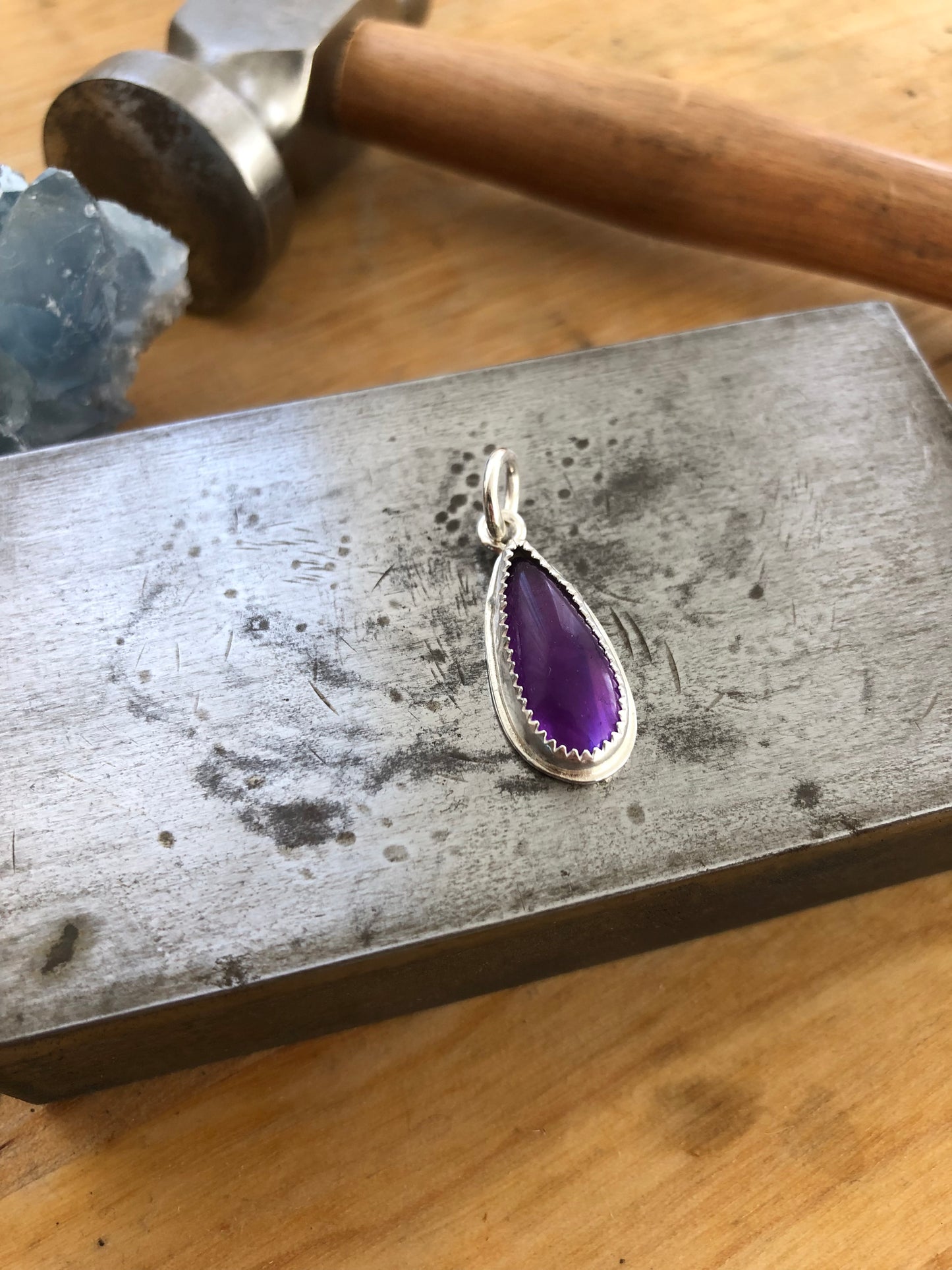 Star Teardrop Amethyst Charm