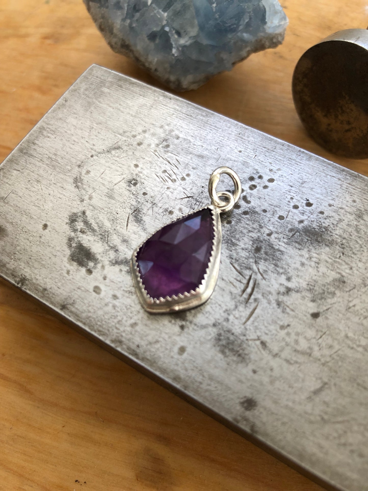 Purple Moon Amethyst Charm