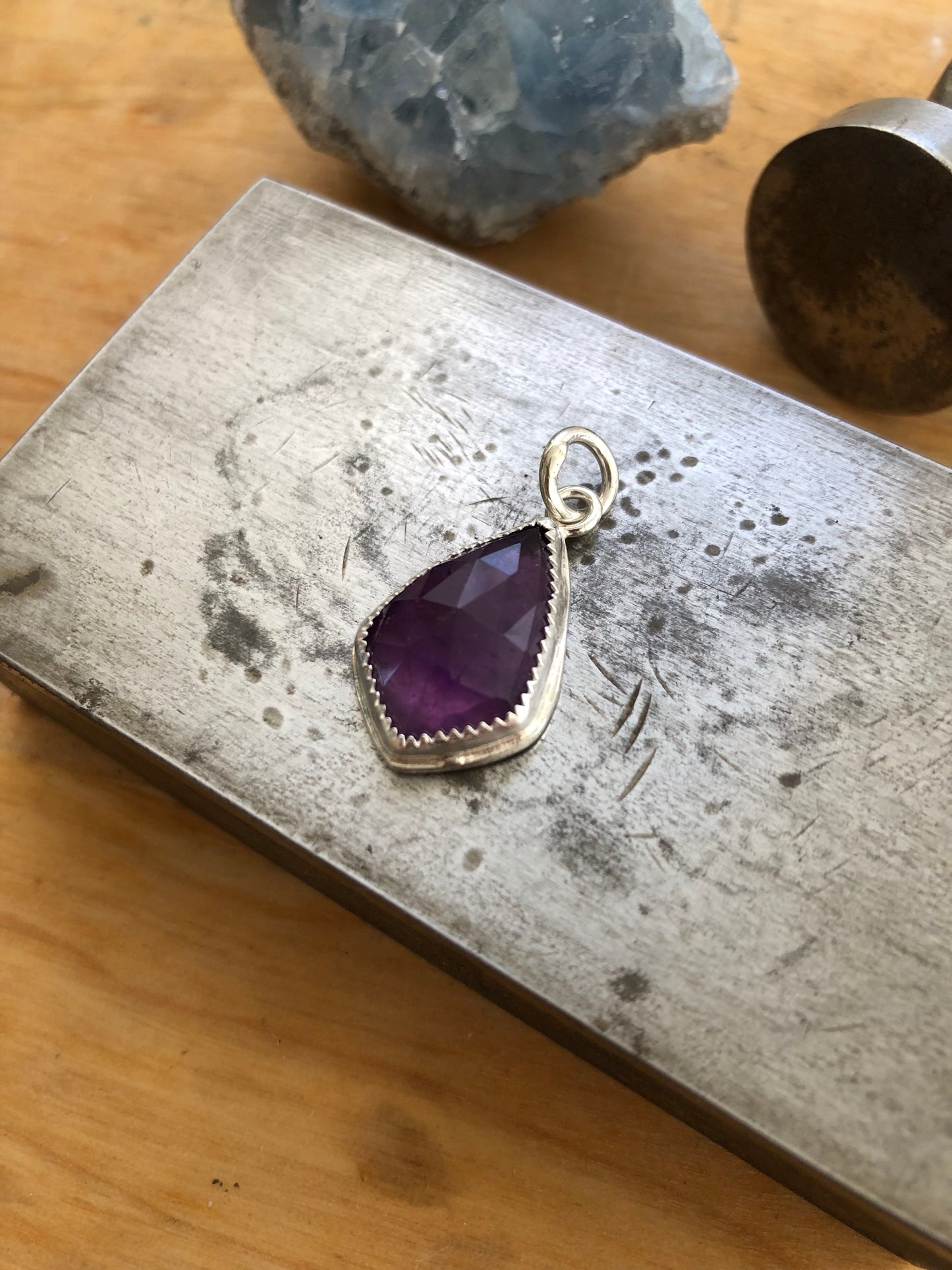 Purple Moon Amethyst Charm