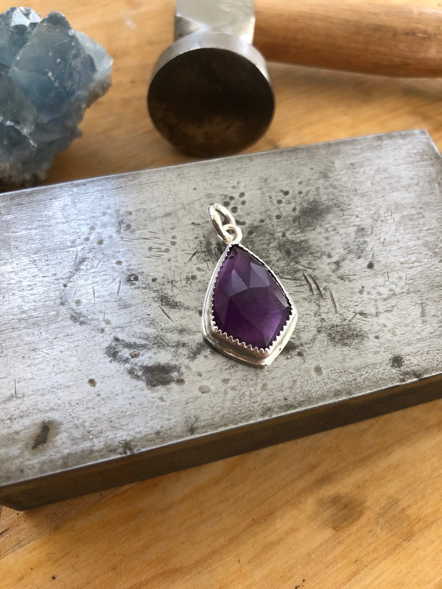 Purple Moon Amethyst Charm