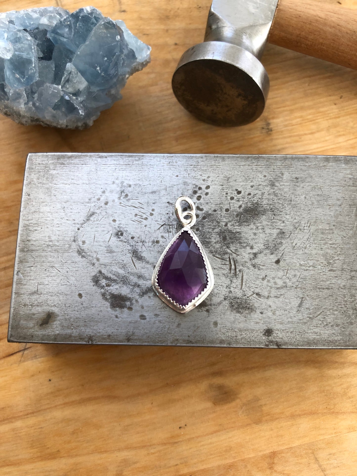 Purple Moon Amethyst Charm