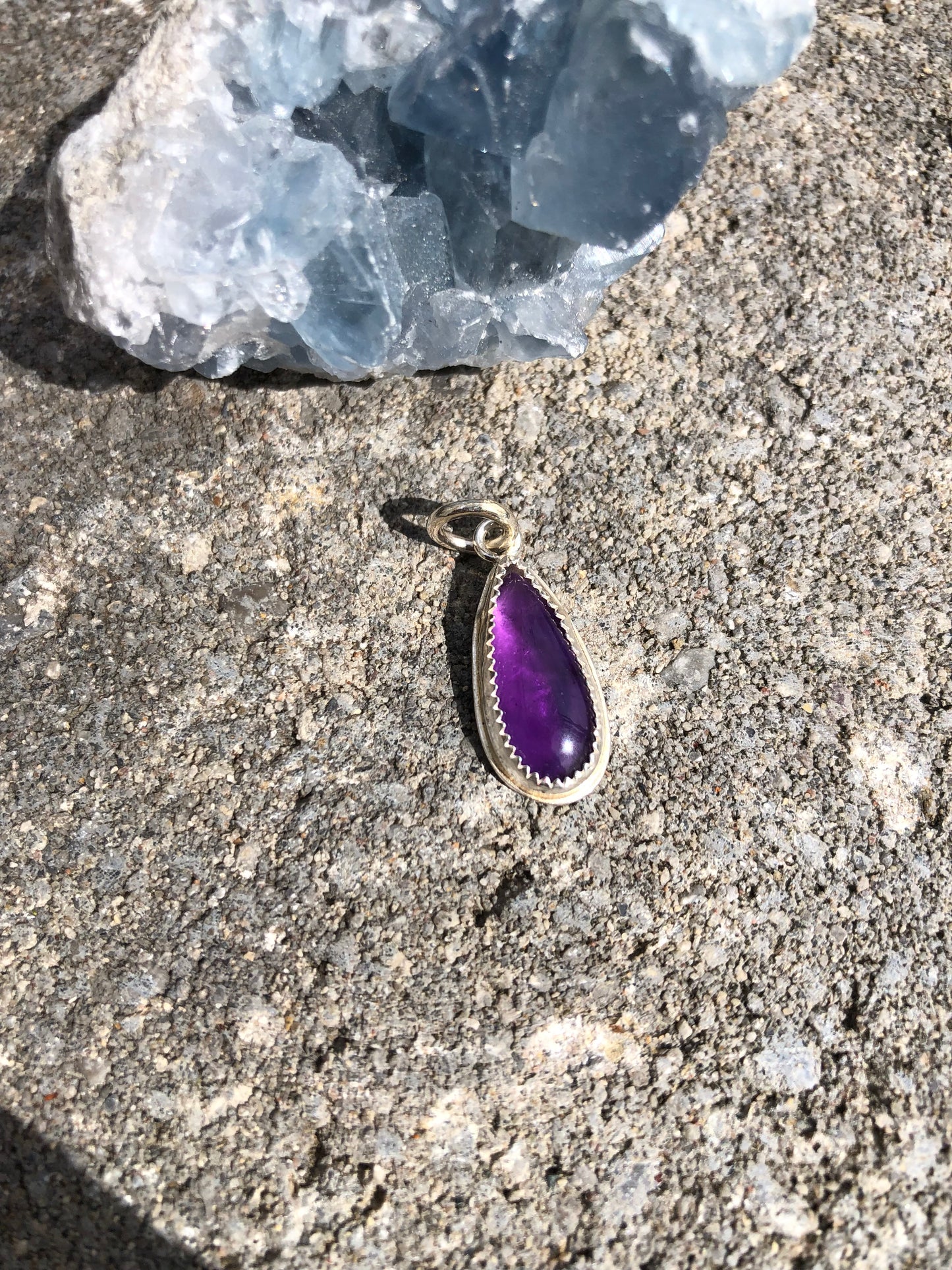 Star Teardrop Amethyst Charm