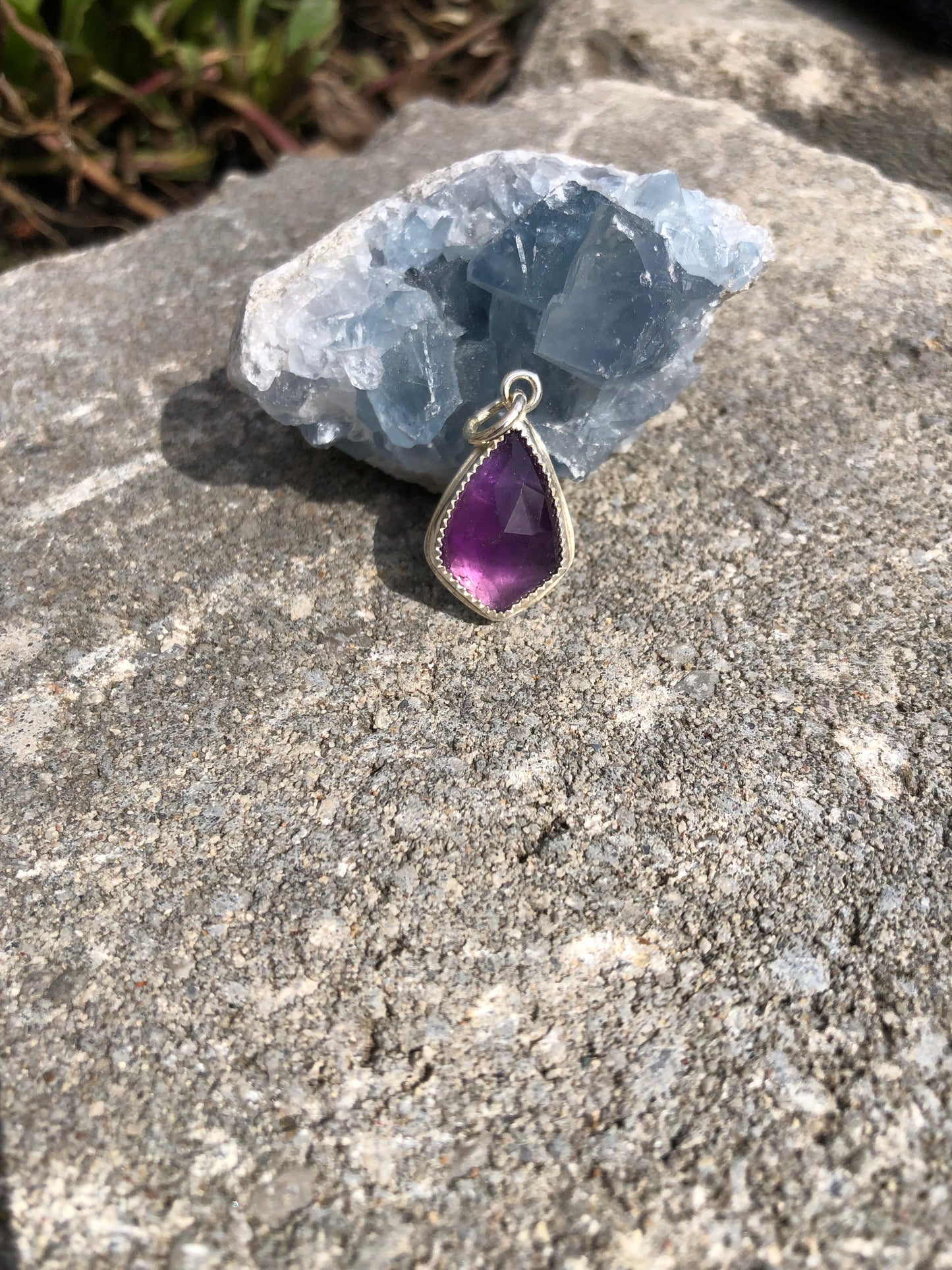 Purple Moon Amethyst Charm