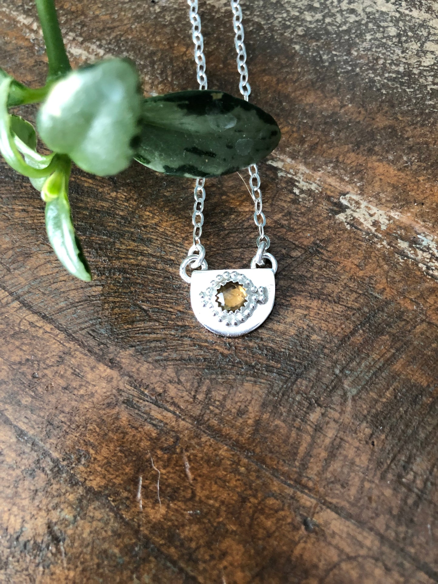 Yellow Tourmaline Charm Necklace