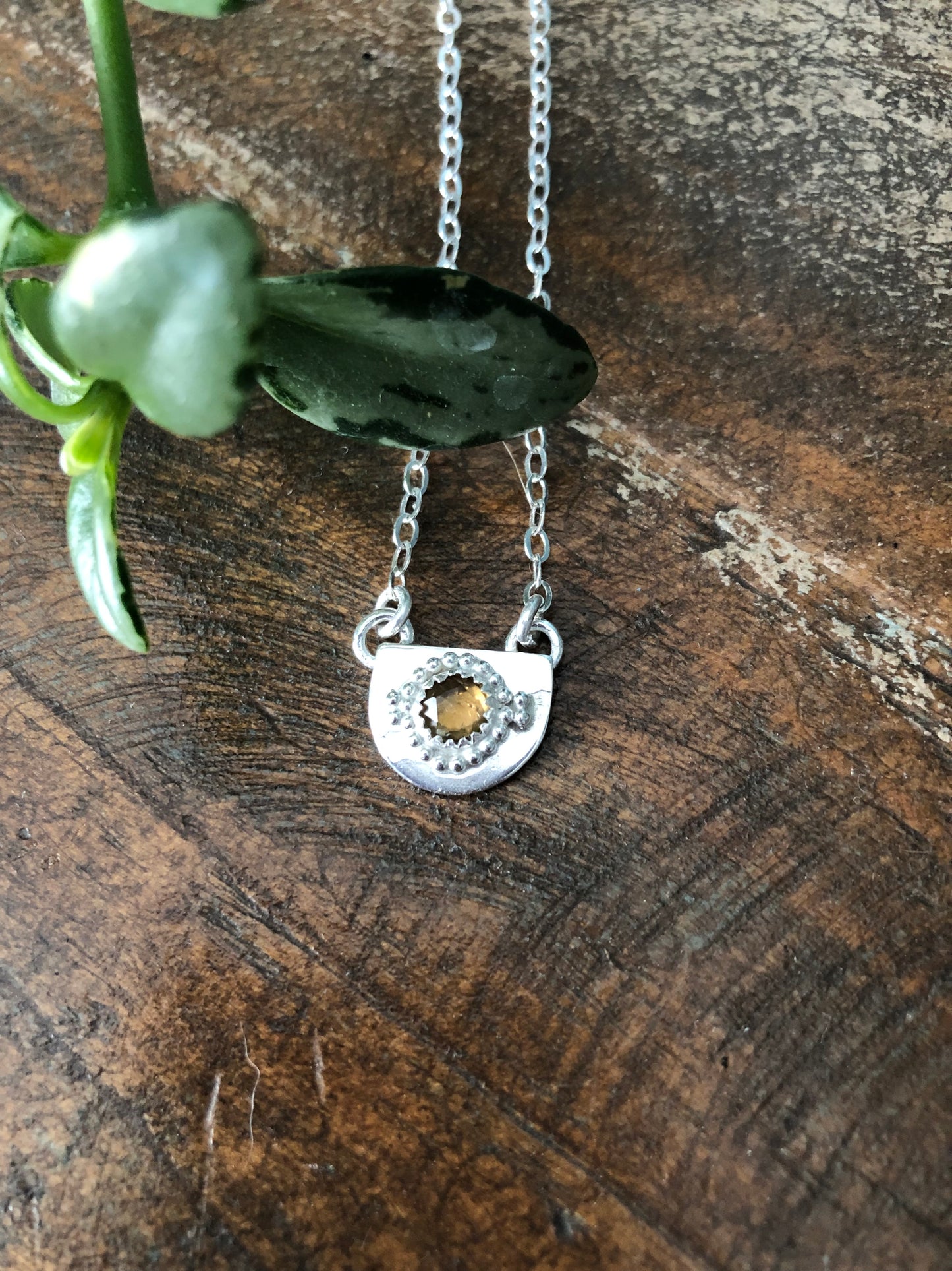 Yellow Tourmaline Charm Necklace